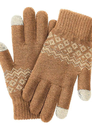 Зимние теплые перчатки xiaomi fo touch screen gloves коричневые сенсорные экраны мужские женские