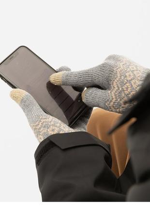 Зимние теплые перчатки xiaomi fo touch screen gloves коричневые сенсорные экраны мужские женские6 фото