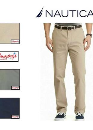 Nautica men's cotton twill flat front chino pant чоловічі штани чиноси штани джинси бежеві