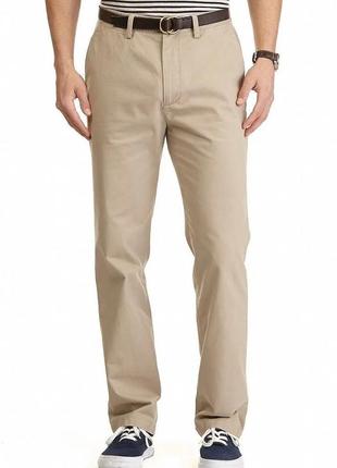 Nautica men's cotton twill flat front chino pant мужские брюки чиносы штаны джинсы бежевые2 фото