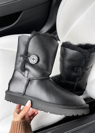 Ugg black leather button