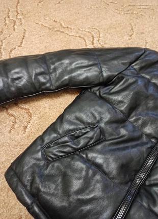 Куртка кожаная кожзам черная зимняя4 фото