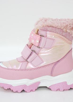 Детские зимние ботинки, сноубутсы на девочек с двумя липучками 120093 фото