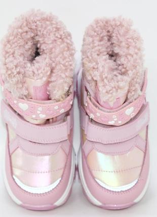 Детские зимние ботинки, сноубутсы на девочек с двумя липучками 120094 фото