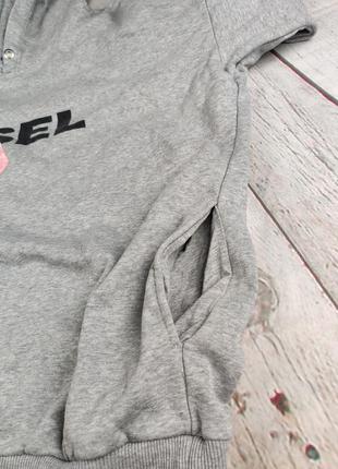 Худи толстовка кофта свитшот пуловер оверсайз мужской серый большой логотип diesel6 фото