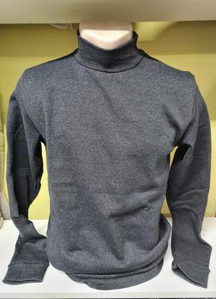 Гольф чоловічий теплий з начосом, чоловічий гольф водолазка,  гольф на байці стойка відворот, теплий гольф бавовна начосом , гольф стойка полугольф