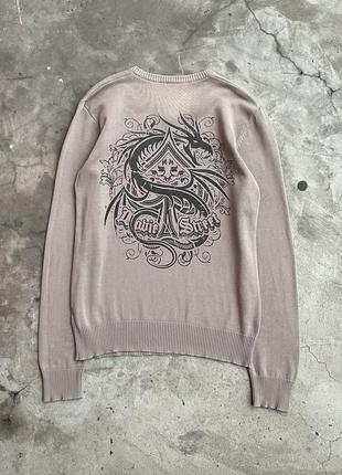 Y2k 00s pullover vintage sweater japanese style knitwear tribal dragon