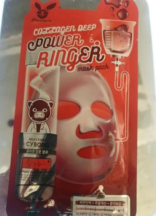 Увлажняющая тканевая маска для лица elizavecca milky piggy cyborg collagen deep power mask ringer pack с коллагеном, 23 мл1 фото