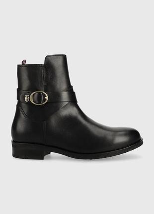 Шкіряні черевики tommy hilfiger th belt flat boot