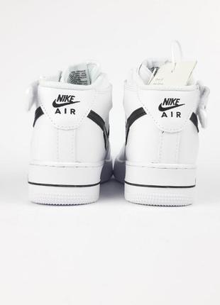 Nike air force 1 высокие белые с черным кроссовки женские кожаные топ качество зимние с мехом ботинки сапоги высокие теплые найк форс зима кожаные6 фото