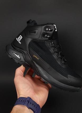 Salomon speedcross высокие черные с белым кроссовки мужские зимние с мехом топ качество зима ботинки сапоги высокие теплые саломон гортекс