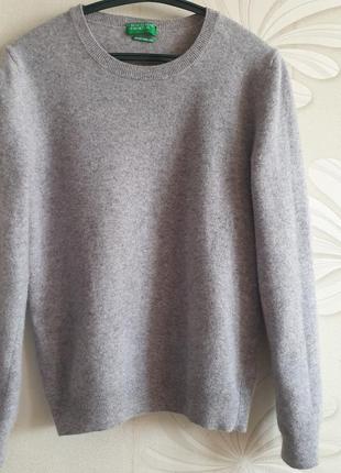 Базовий сірий джемпер светр benetton merino wool3 фото