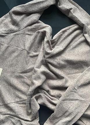 Новое трикотажное, вязаное длинное платье (серо-розовая) размер л (