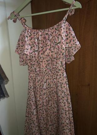 Сукня рожева в квітку3 фото