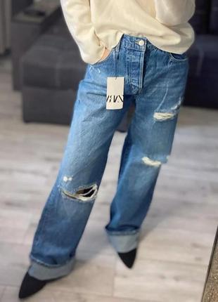 Стильные джинсы zara zw loose fit low rise