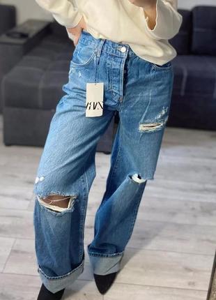 Стильные джинсы zara zw loose fit low rise4 фото