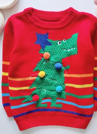 Новорічний светр дитячий динозавр ялинка  артикул: 18096