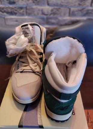 New balance 650 high green white fur