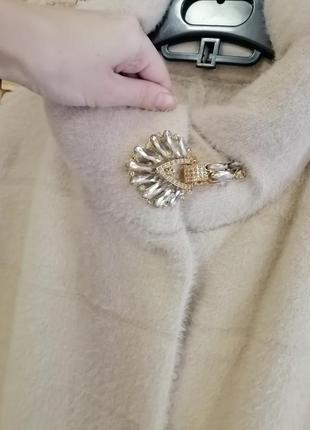 Кофта кардиган накидка пальто куртка вовна альпака туніка кишені2 фото