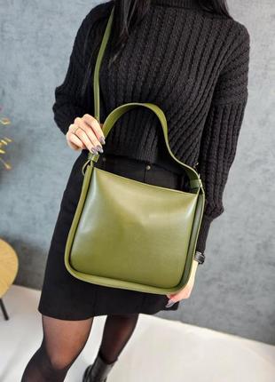 Стильная женская сумка на молнии, средняя сумка хаки, модная сумочка с оучкой и длинным ремешком4 фото