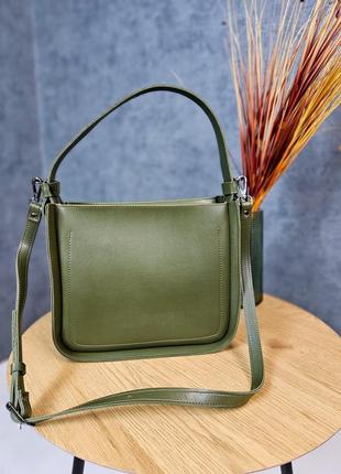 Стильная женская сумка на молнии, средняя сумка хаки, модная сумочка с оучкой и длинным ремешком