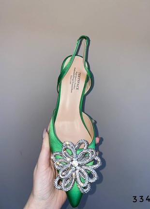 Зеленые туфли на каблуке рюмка3 фото