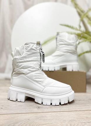 Дутики білі зимові черевики білі8 фото