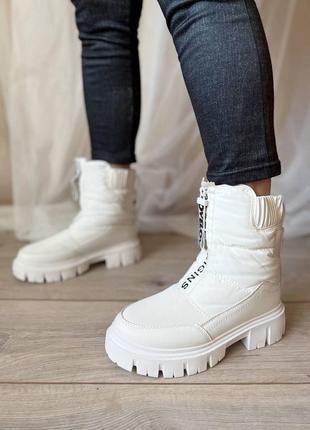 Дутики білі зимові черевики білі