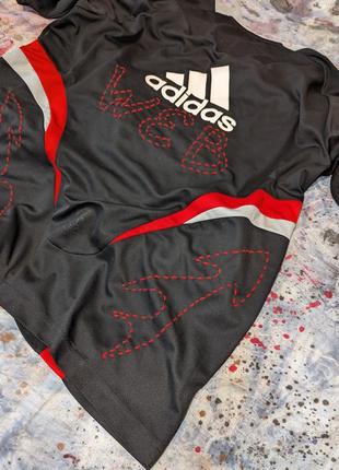 Adidas custom web hand made футболка джерси кастом ручная вышивка liverpool jersey y2k черная красная4 фото