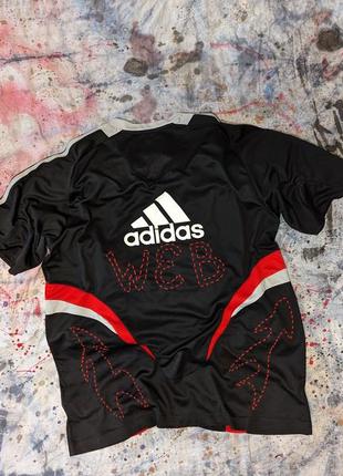 Adidas custom web hand made футболка джерси кастом ручная вышивка liverpool jersey y2k черная красная2 фото