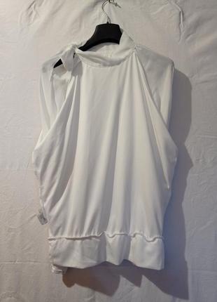 Белая шифоновая блуза с патентами4 фото