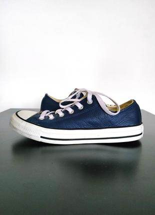 Kеды converse all star chuck logo leather blue 149729c ox low top navy unisex в очень красивом состоянии