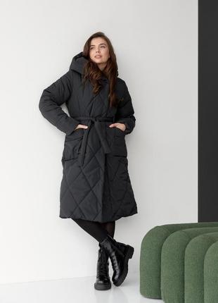Зимнее пальто удлиненная куртка на молнии и кнопках2 фото