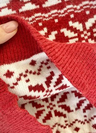 Платье свитер рождественский принт олени снежинки3 фото
