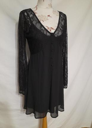 Сукня з мереживним верхом в готичному стилі готика панк з широким рукавом gothicana by emp8 фото
