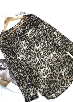 Женская блуза чёрная туника платье леопард only1 фото