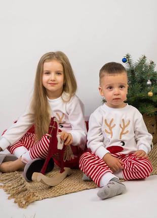 Новогодняя пижама велюровая, новогодняя пижама велюровая,дитская пижама с оленем5 фото