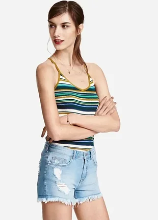 Актуальная майка топ в полоску рубчик от h&m