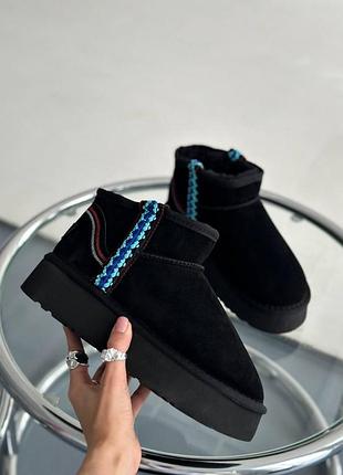 Жіночі замшеві уггі ugg ultra mini braid platform boot black