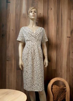 Сукня в горошок з декольте l-xl 2535