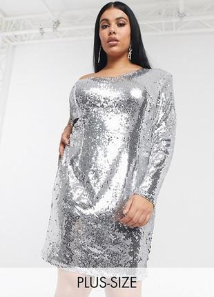 Вечірнє блискуче жіноче плаття з паєтками на одне плече asos сукня вечірня жіноча
