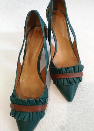 Жіночі туфлі босоніжки carlo pazolini 40 41 шкіра запалення зеленого кольору