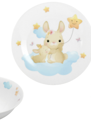 Набір дитячого посуду limited edition bunny 3 предмети, акційна пропозиція.1 фото