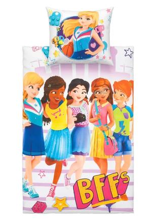 Двостороння дитяча постільна білизна lego friends 155х200 лего френдс полуторка