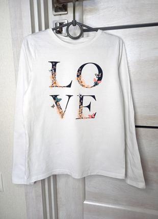 Нарядний реглан лонгслів футболка з довгим рукавом тонка кофта кофточка біла для дівчинки 10 років1 фото
