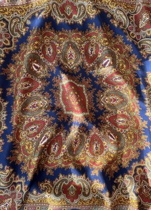 Шелковый синий платок с огурцами в стиле etro4 фото