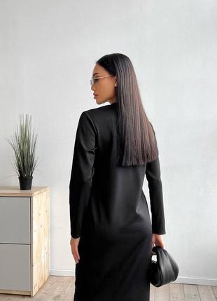 Черное платье на флисе ниже колен теплое платье макси с флисом5 фото