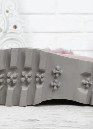 Ботинки женские зимние опушка кролик teddy розовые на молнии7 фото