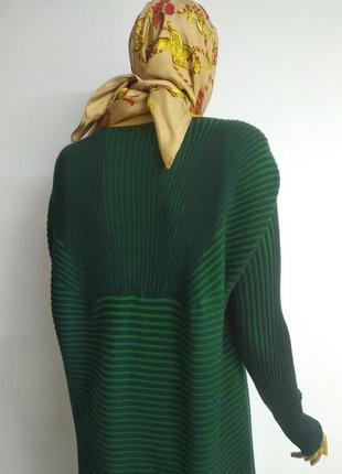 Cos вовняне базове трикотажне оверсайз плаття туніка футляр кокон міді в смужку в рубчик довгий светр джемпер зеленого кольору xs s m 100% вовна7 фото