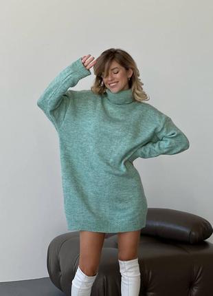 В'язаний светр туніка з вовни оверсайз